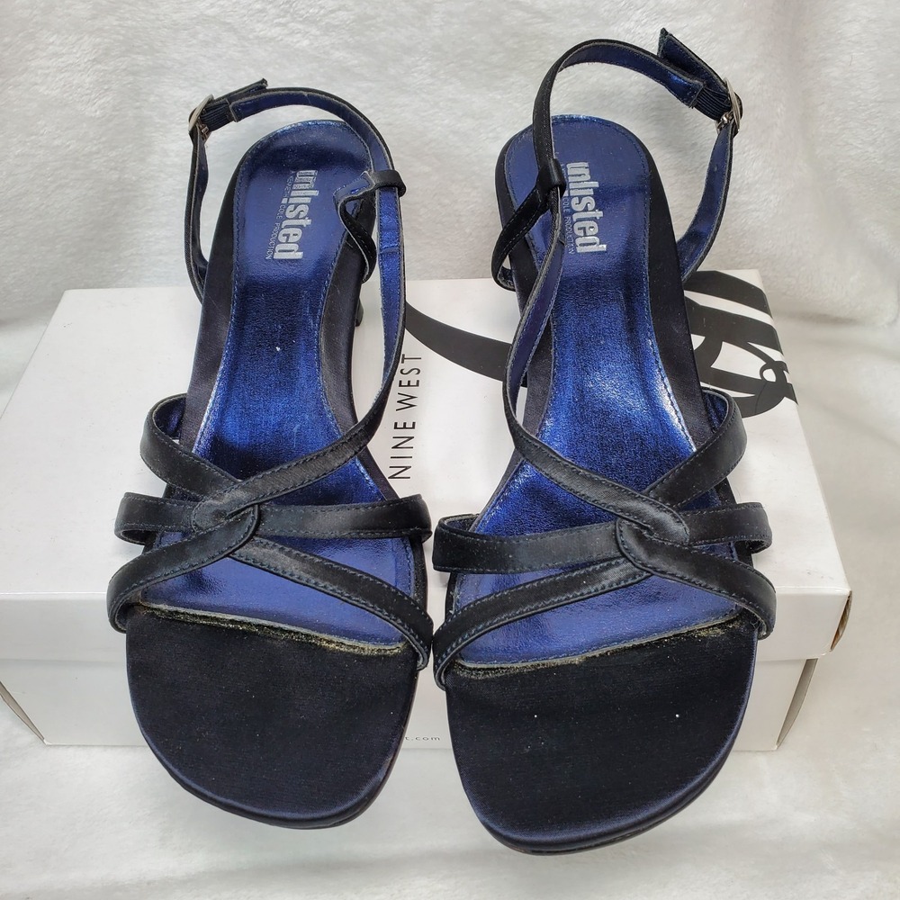 Kenneth Cole Unlisted Black Strappy Low Heels Dressy Sandals Size 8 NWOB